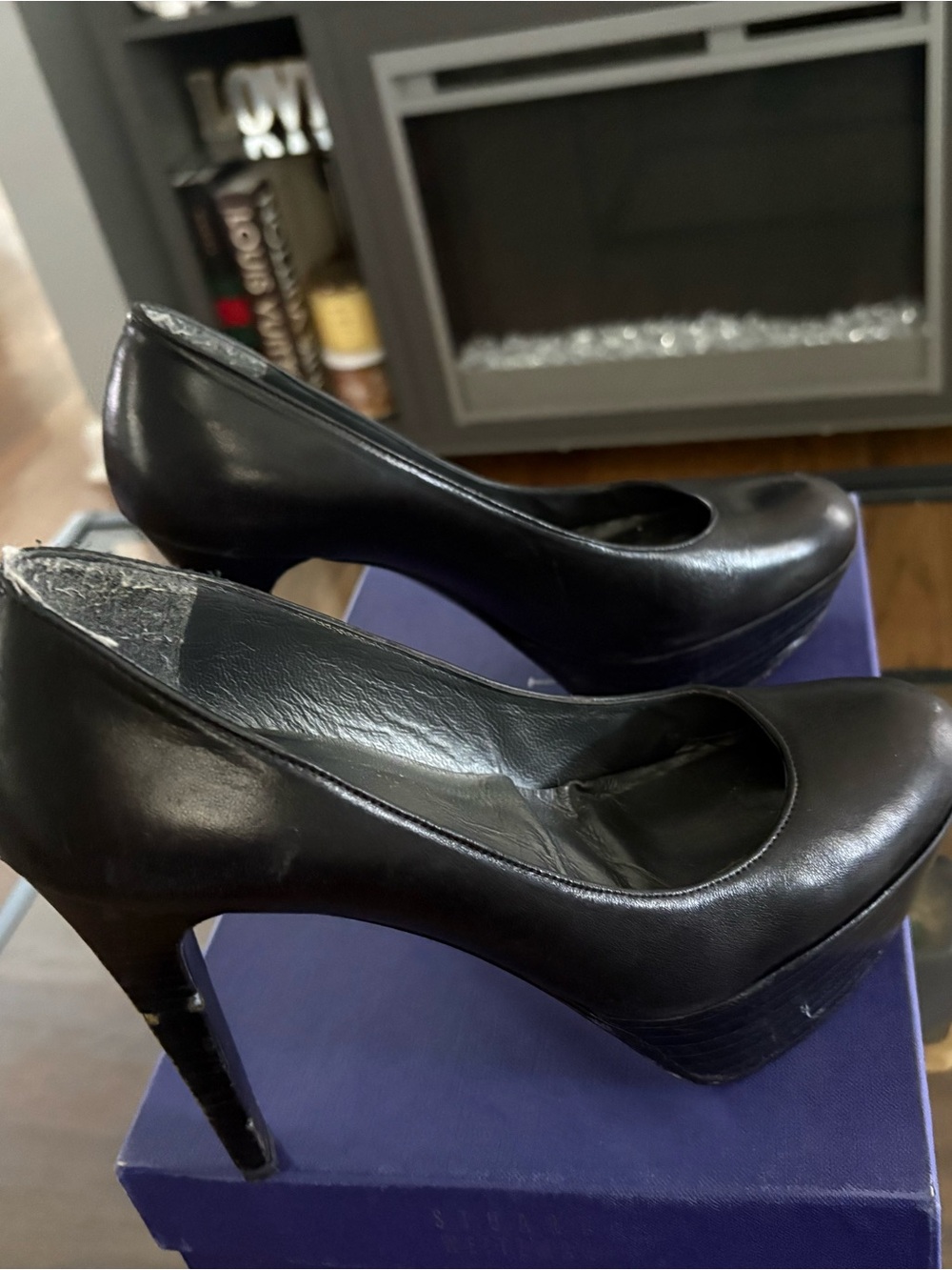Stuart Weitzman Black Leather Platform Pumps